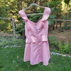 GB Pink Gingham A-line Ruffle Tank Dress L
